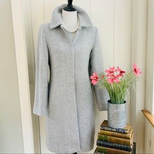 TALBOTS Light Blue Wool Ribbed Tweed Midi Coat